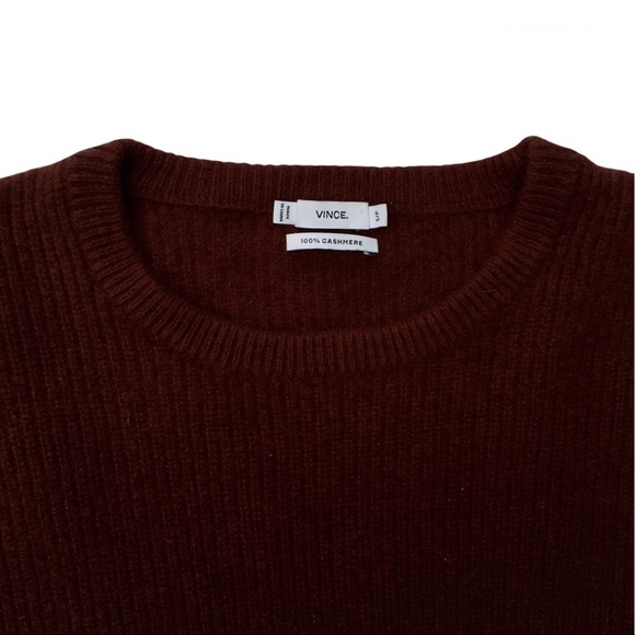 Vince 100% cashmere crew neck sweater in chocolate brown size small - Picture 2 of 13